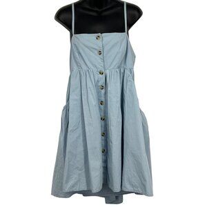 Urban Outfitters BDG Shift Babydoll Blue Denim Button Sleeveless Cotton Dress XL